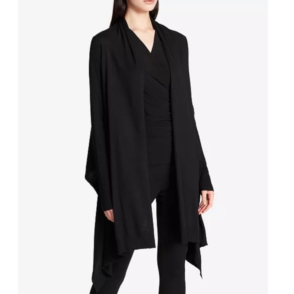 DKNY silk and cashmere blend open front sweater